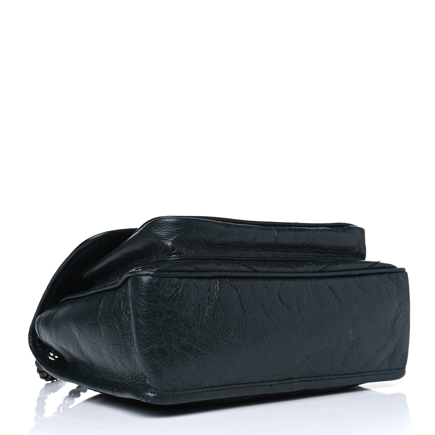Crinkled Calfskin Matelasse Monogram Medium Niki Chain Satchel Peacock Green