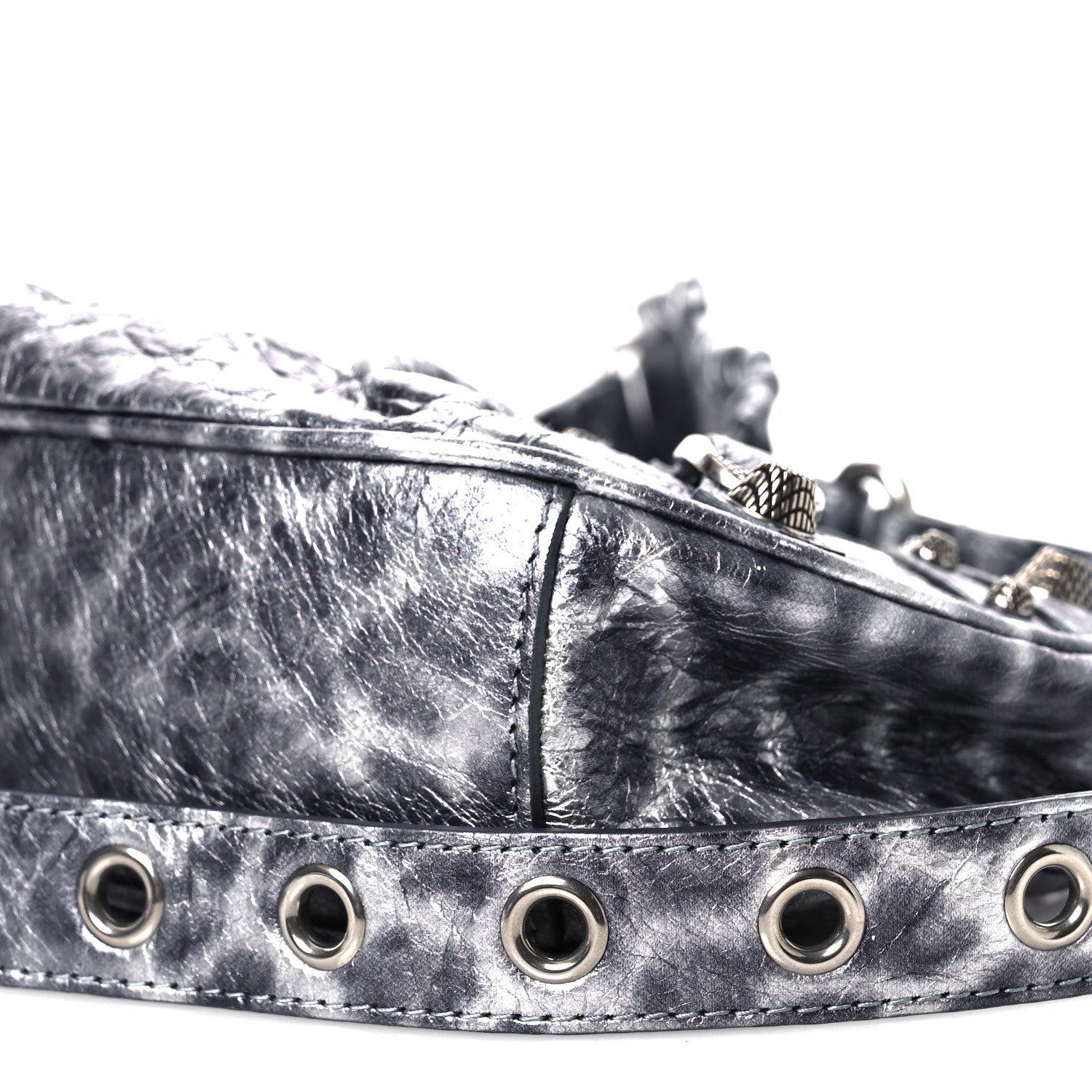 Balenciaga Metallic Agneau Arena Leopard Le Cagole Shoulder Bag XS Dark Grey 11 of 11