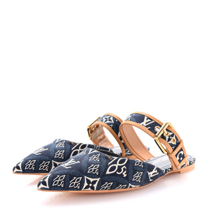 Louis Vuitton Jacquard Since 1854 Sofia Flat Mules 38 Blue 4 of 9