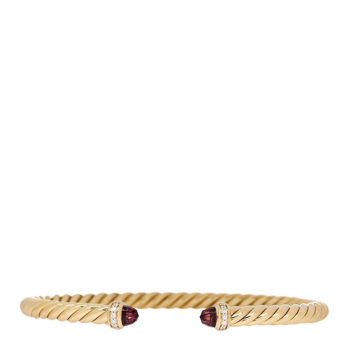 18K Yellow Gold Diamond Rhodolite Garnet 4mm Cablespira Bracelet