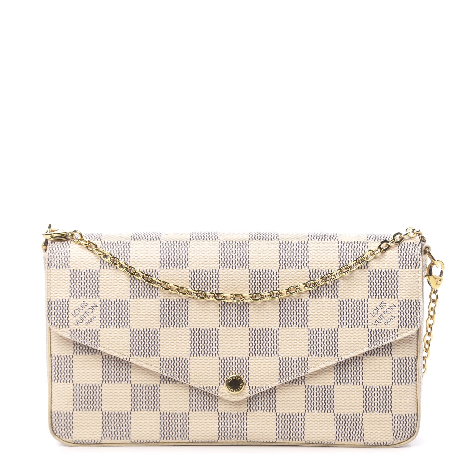 Louis Vuitton Damier Azur Pochette Felicie Chain Wallet Rose Ballerine 1 of 11