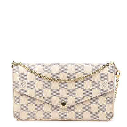 Louis Vuitton Damier Azur Pochette Felicie Chain Wallet Rose Ballerine 1 of 11