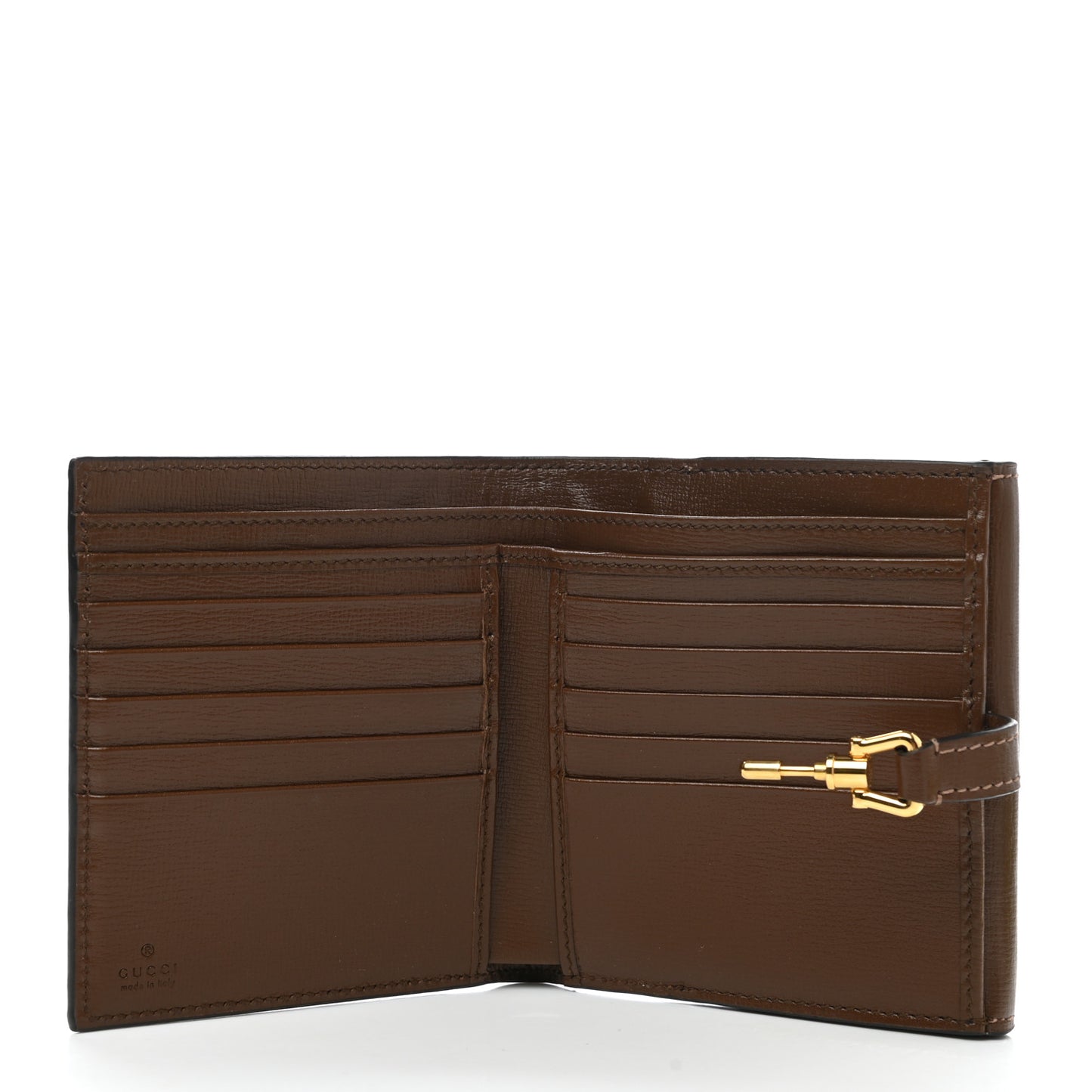 GG Supreme Monogram Textured Calfskin Web Jackie 1961 French Flap Wallet Beige Ebony Brown Sugar