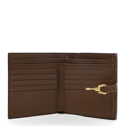 Gucci GG Supreme Monogram Textured Calfskin Web Jackie 1961 French Flap Wallet Beige Ebony Brown Sugar 5 of 9