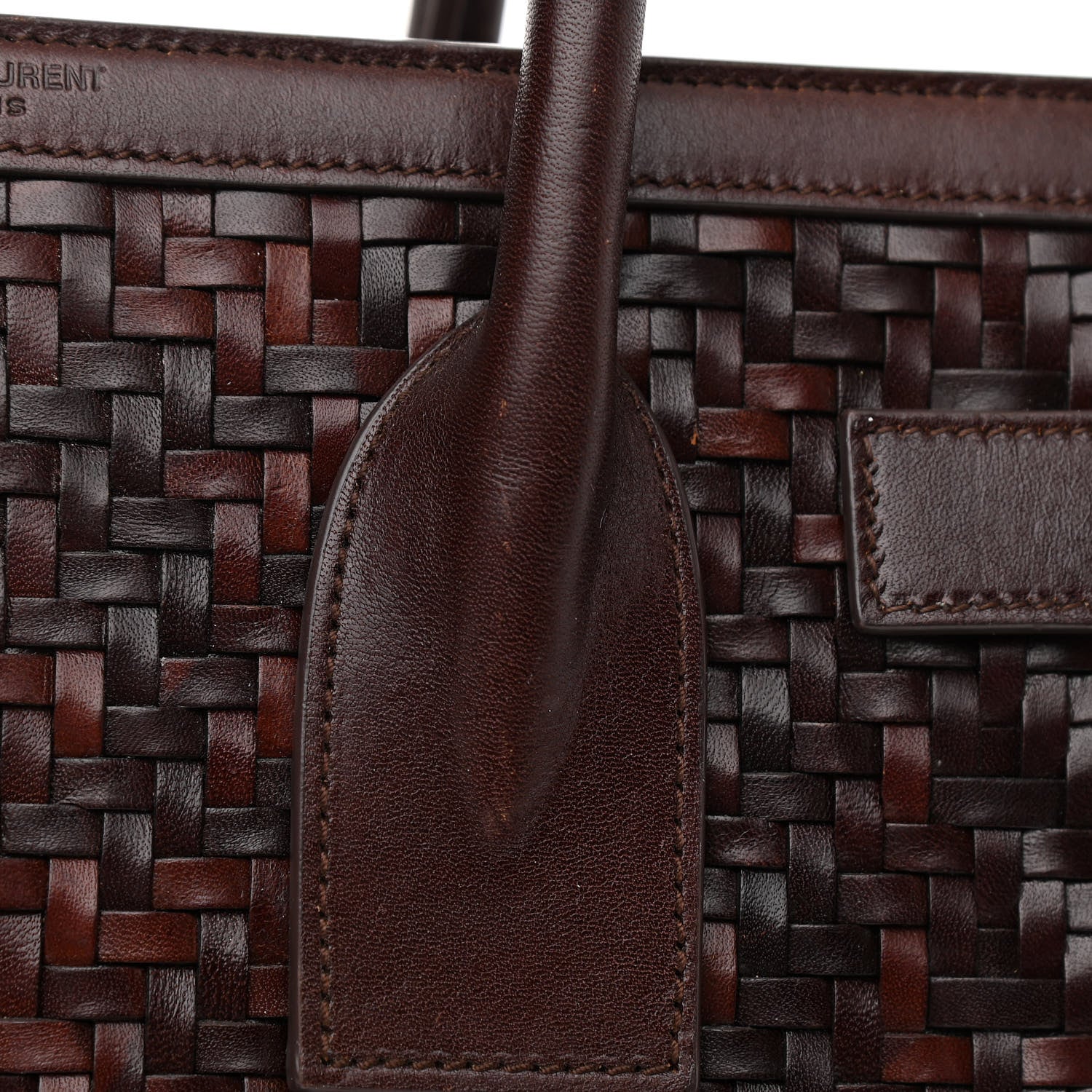 Saint Laurent Calfskin Paglia Palm Sac De Jour Brown 17 of 18