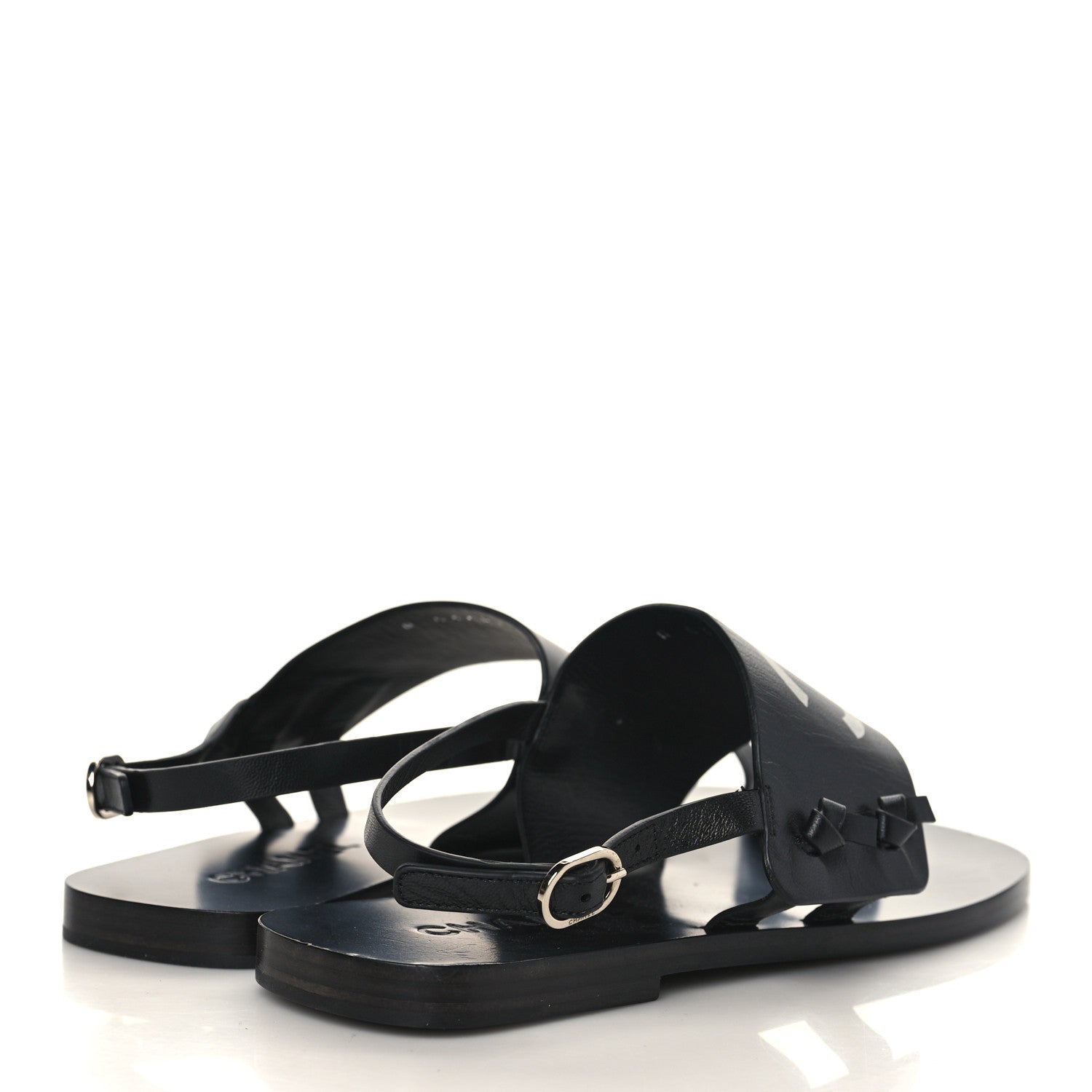 Chanel Goatskin CC Sandals 36 Black 4 of 8