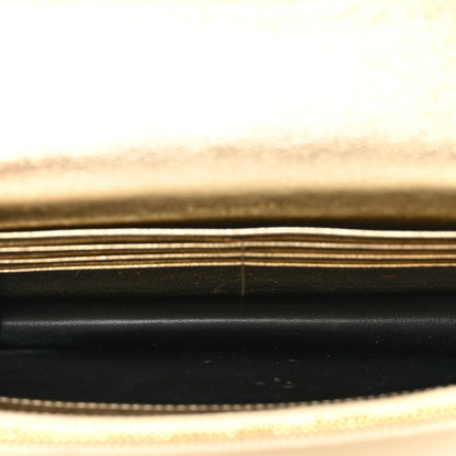 Saint Laurent Metallic Calfskin Monogram Envelope Chain Wallet Gold 6 of 12