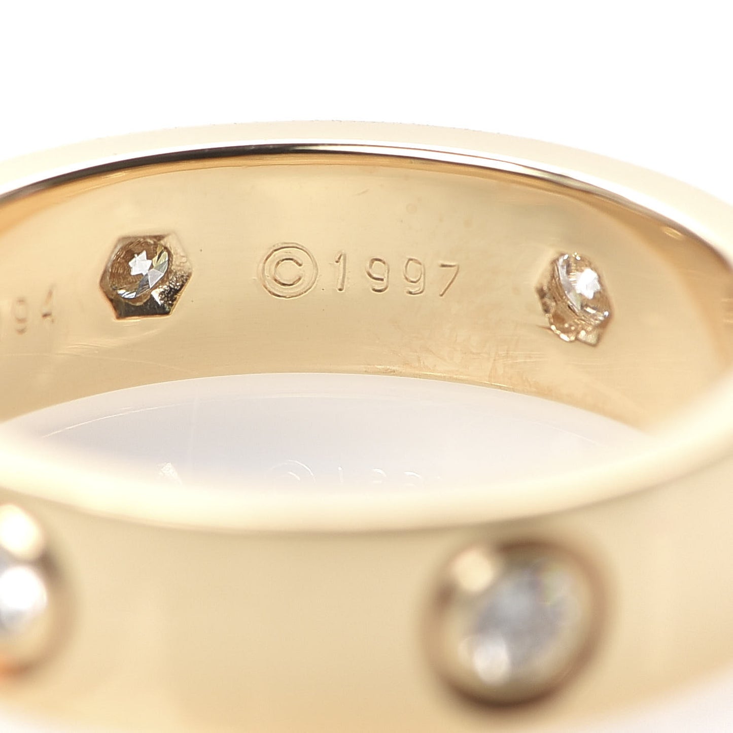 18K Yellow Gold 6 Diamond 5.5mm LOVE Ring 57 8