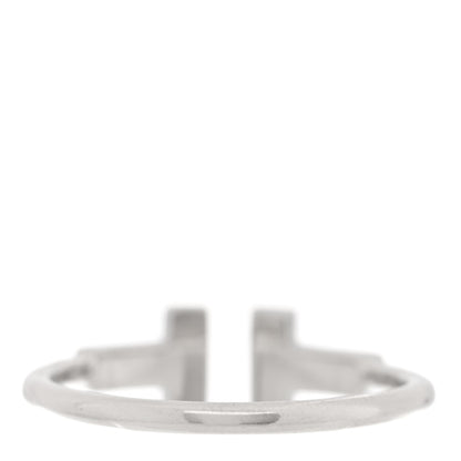 Tiffany 18K White Gold Diamond T Wire Ring 54 7 3 of 4