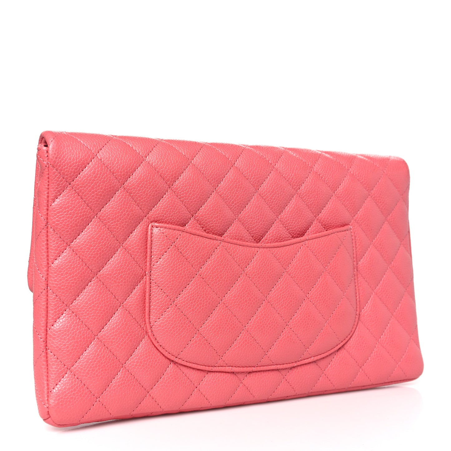 Caviar Quilted Flap Clutch Pink