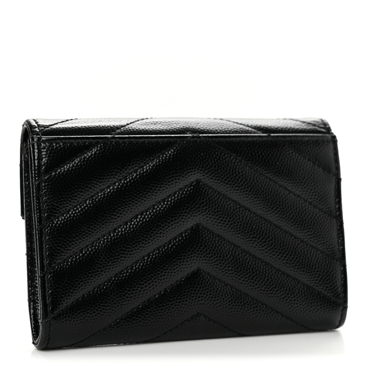 Grain De Poudre Matelasse Chevron Small Monogram Envelope Wallet Black