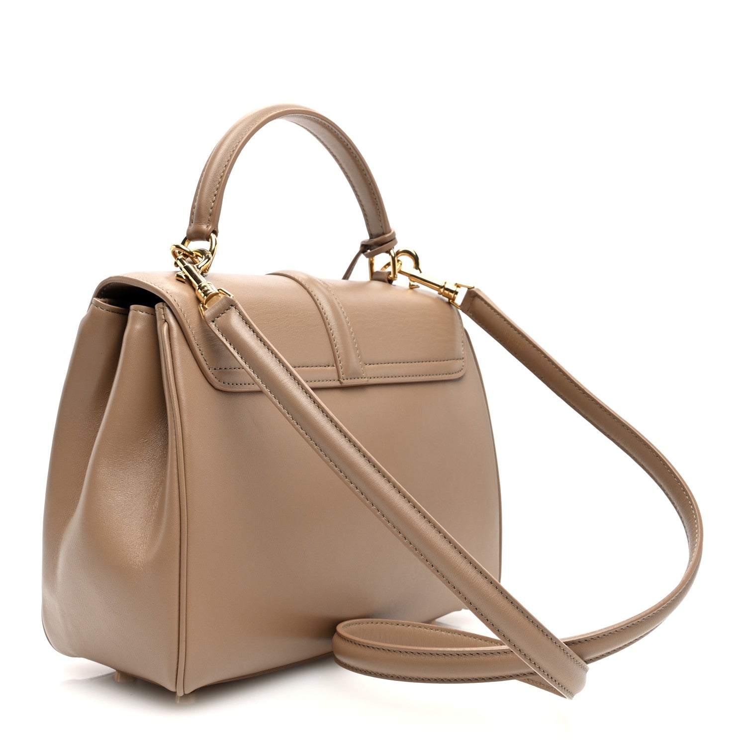 Celine Satinated Calfskin Small 16 Top Handle Bag Smoked Brown 3 of 10