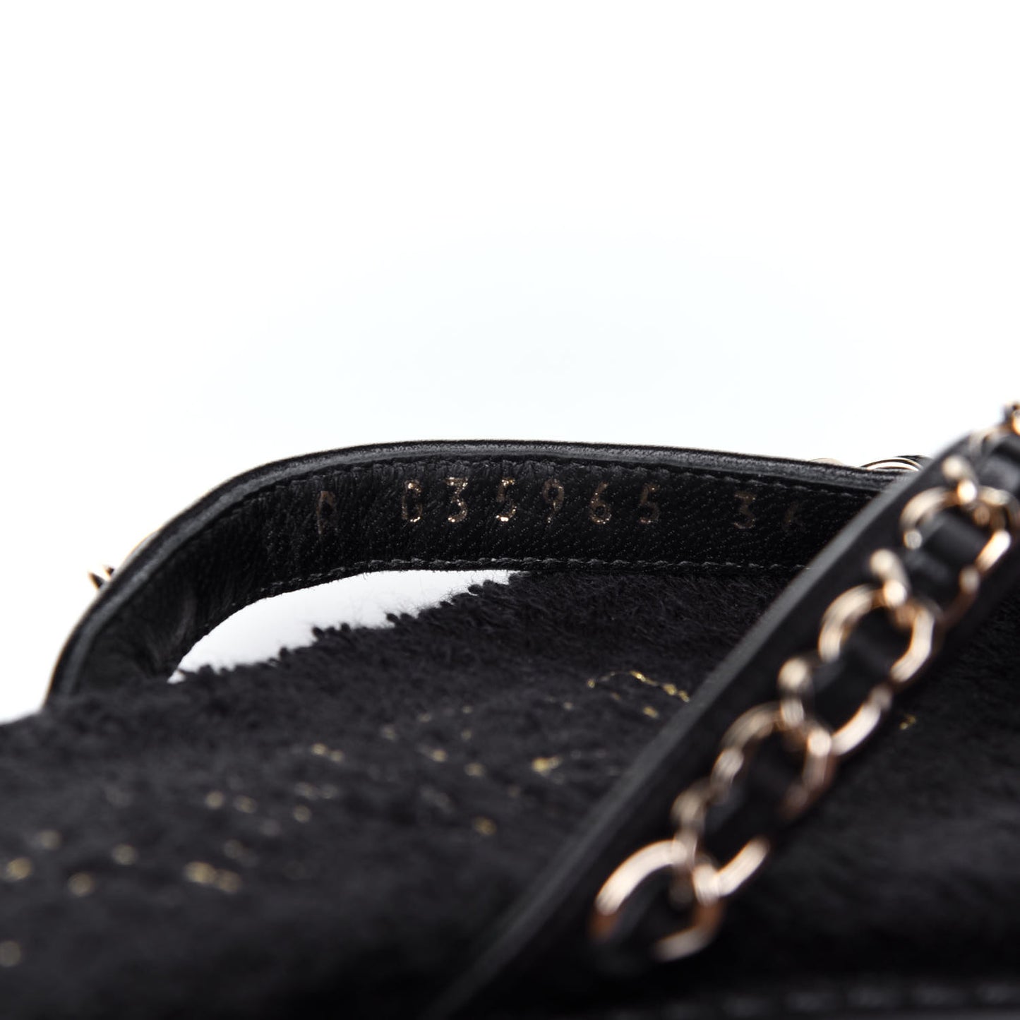 Lambskin CC Chain Thong Sandals 36 Black