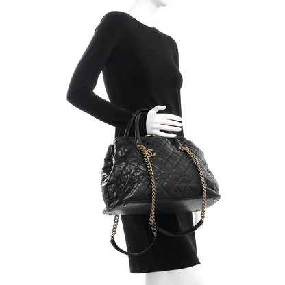 Chanel Glazed Caviar Quilted Large Frame Tote Black 3 of 10