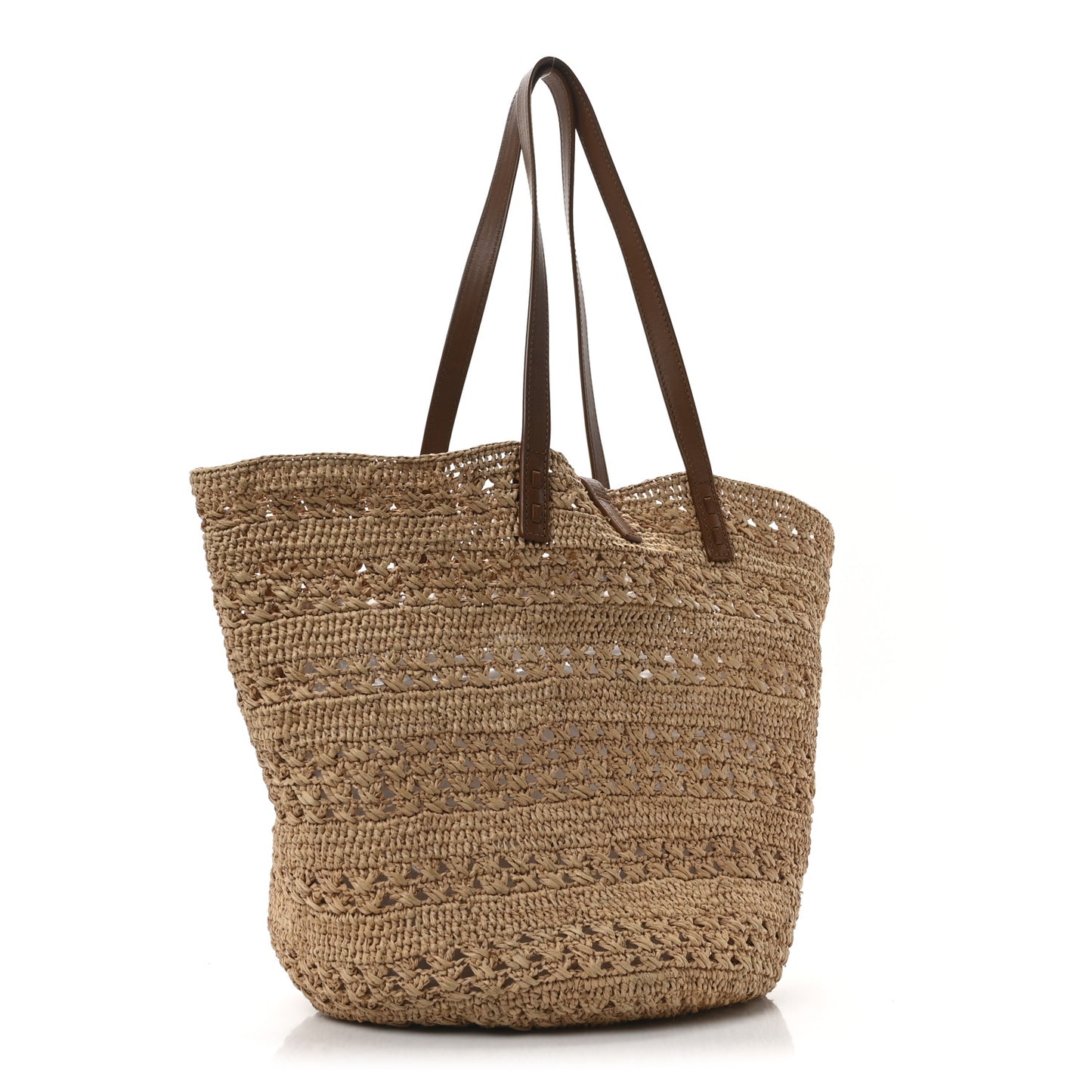 Raffia Calfskin Medium Panier Tote Naturel
