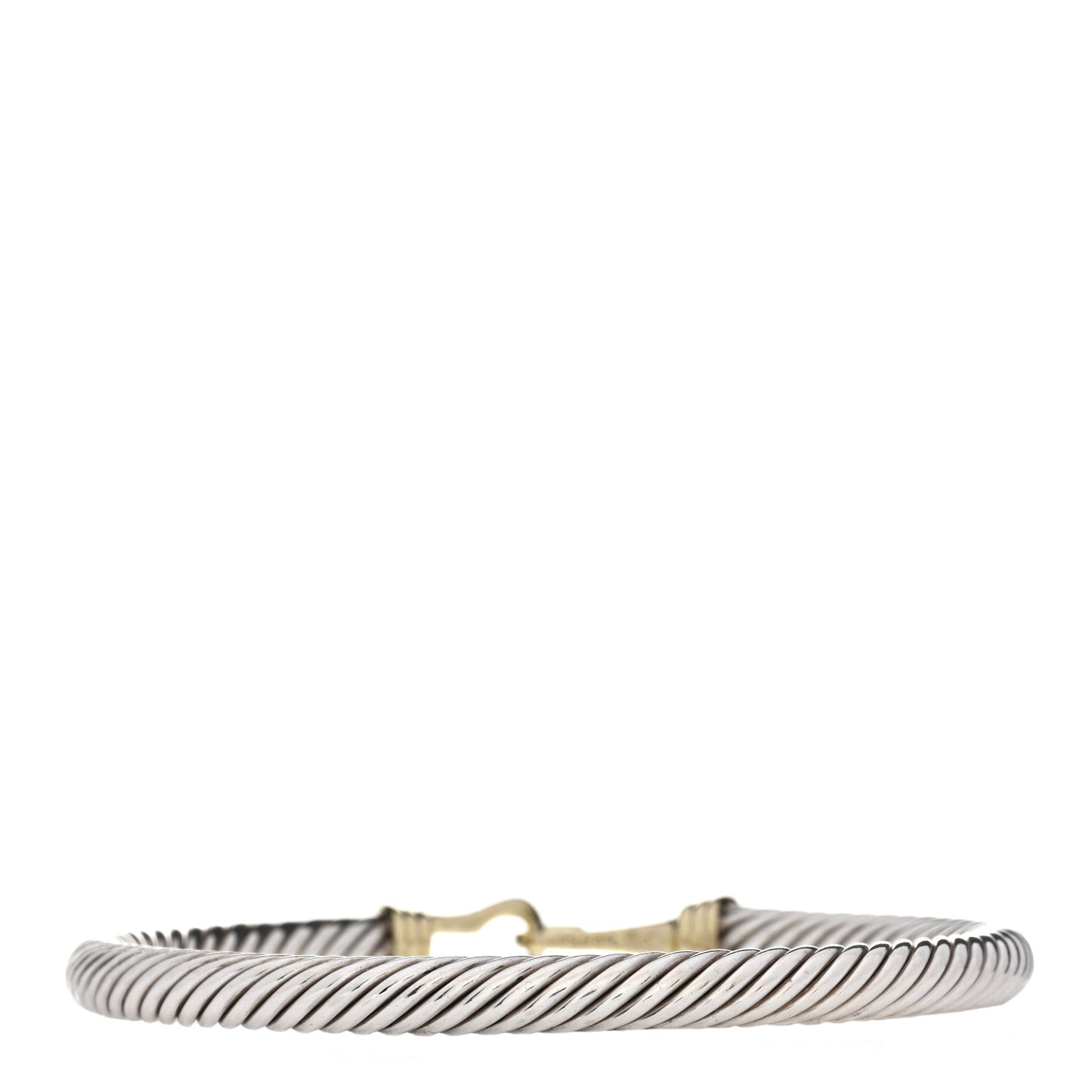 Sterling Silver 14K Yellow Gold 5mm Cable Classic Buckle Bracelet