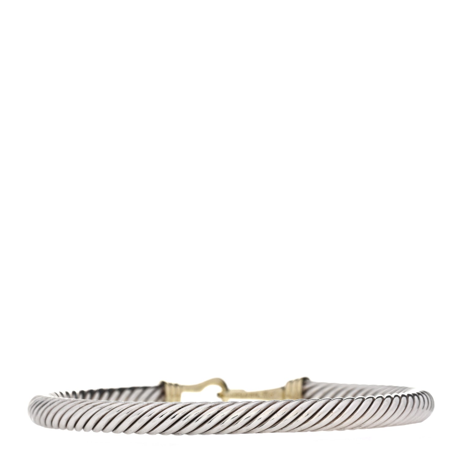 David Yurman Sterling Silver 14K Yellow Gold 5mm Cable Classic Buckle Bracelet 2 of 3