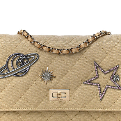 Chanel Metallic Canvas Quilted Space Charms Wallet On Chain WOC Gold 8 of 10