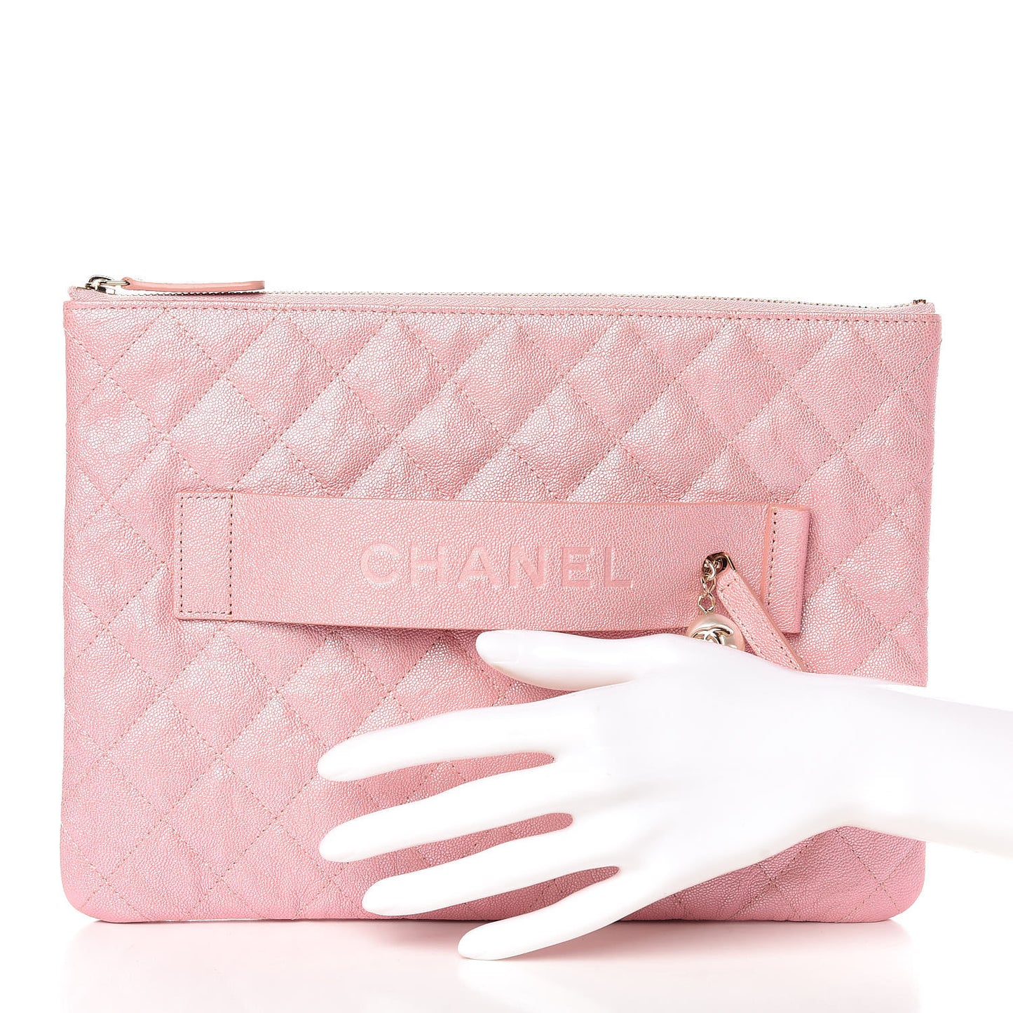 Iridescent Caviar Medium Night by the C Pouch Clutch Rose Pink