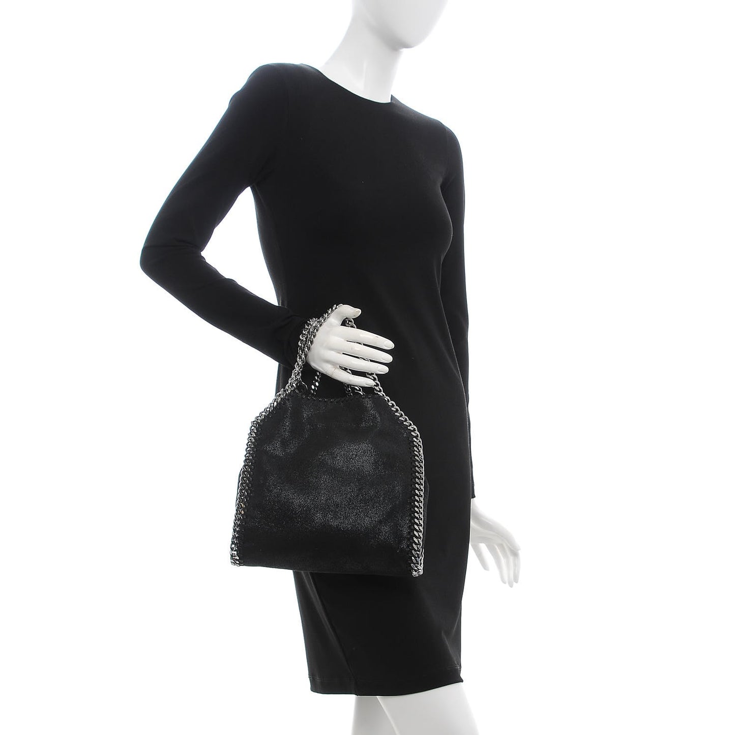 Shaggy Deer Mini Falabella Fold Over Tote Black