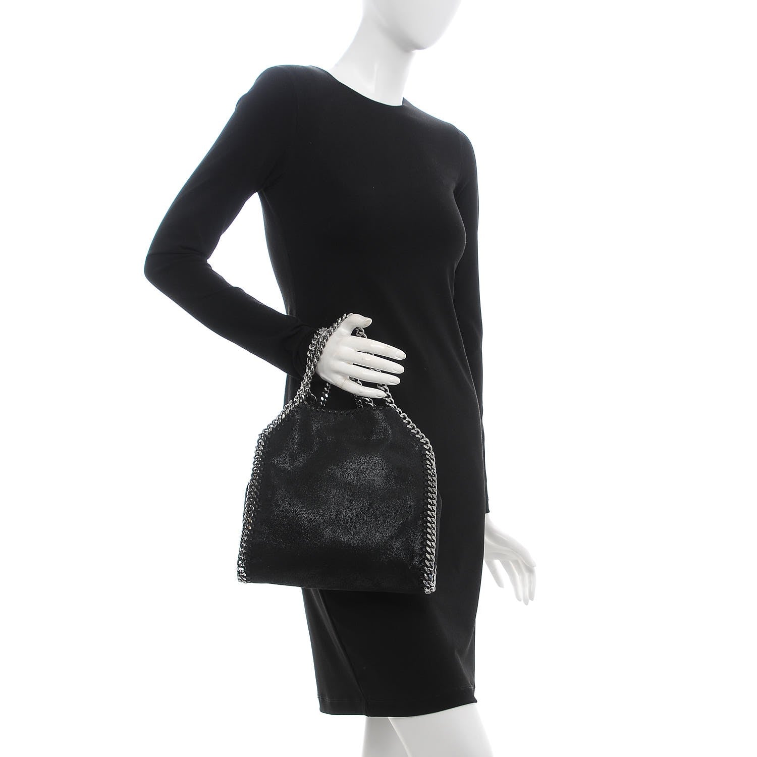 Stella McCartney Shaggy Deer Mini Falabella Fold Over Tote Black 3 of 7