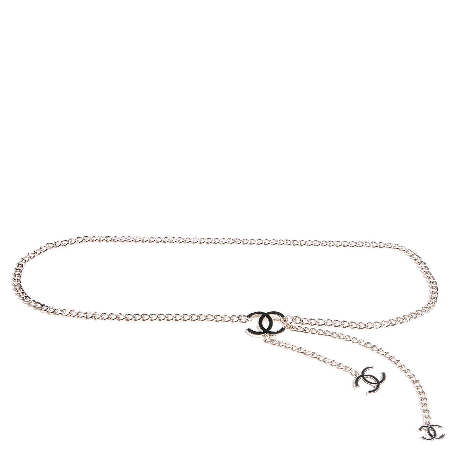 Chanel Enamel CC Ceinture Fantai Adjustable Belt Silver Black 1 of 7