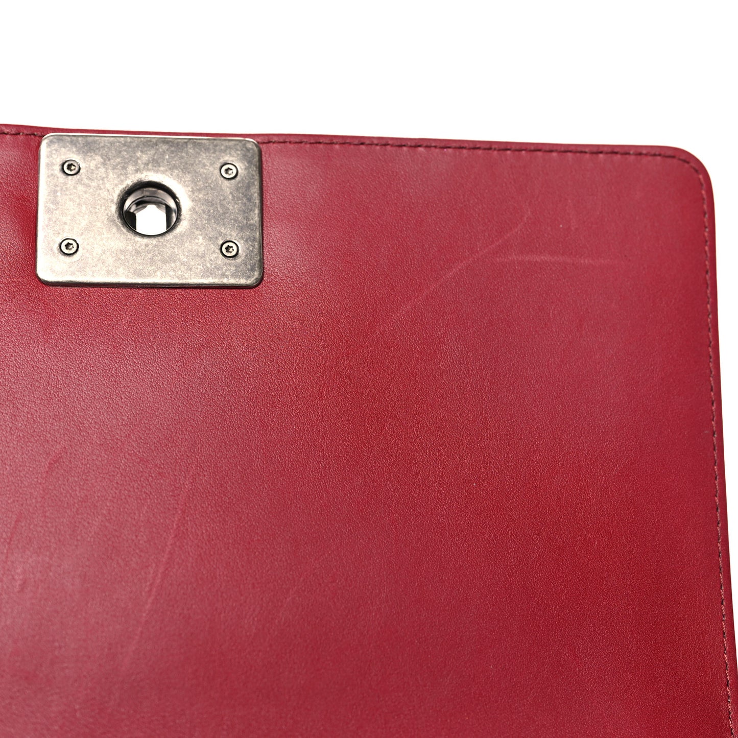 Calfskin Chevron Quilted Medium Boy Flap Burgundy