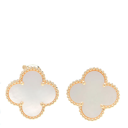 Van Cleef & Arpels 18K Yellow Gold Mother of Pearl Magic Alhambra Earrings 1 of 5