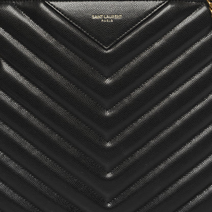 Saint Laurent Grain de Poudre Matelasse Chevron Medium Tribeca Shopping Bag Black 9 of 12