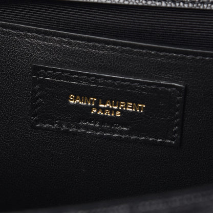 Saint Laurent Grain De Poudre Textured Mixed Matelasse Triquilt Medium Monogram Satchel Black 8 of 9