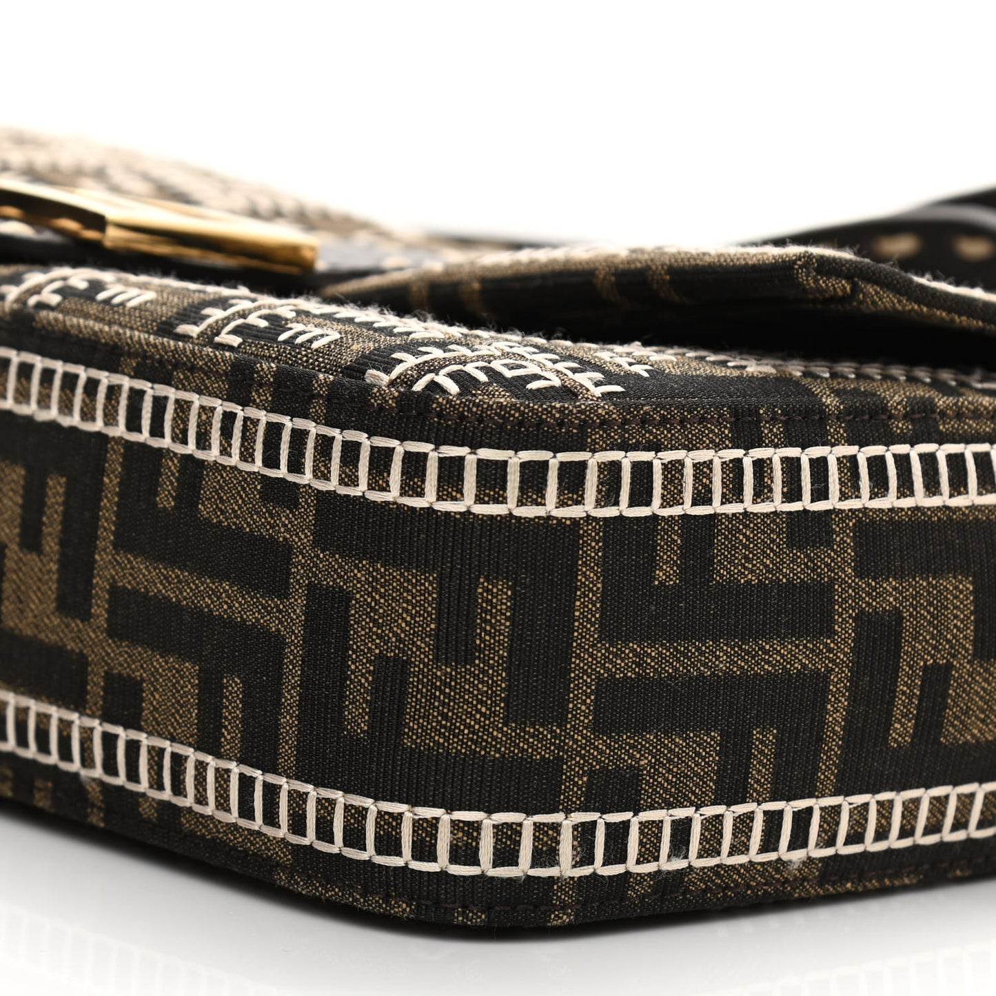 Fabric Jacquard Cuoio Romano FF 1974 Embroidered Baguette Tobacco Moro Ebano Multicolor