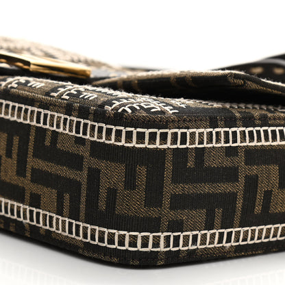 Fendi Fabric Jacquard Cuoio Romano FF 1974 Embroidered Baguette Tobacco Moro Ebano Multicolor 9 of 11