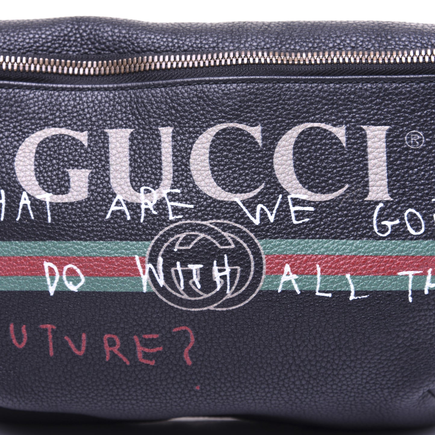 Grained Calfskin Coco Capitan Logo Belt Bag Black