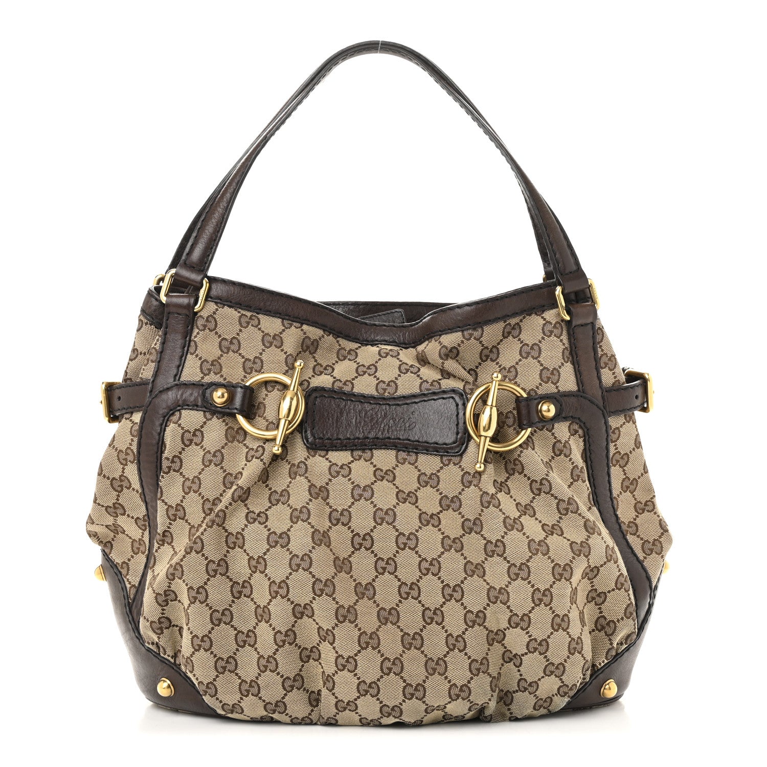 Gucci Monogram Medium Jockey Tote Dark Brown 1 of 14
