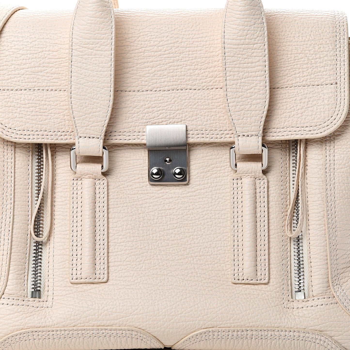 3.1 Textured Calfskin Medium Pashli Satchel Milk