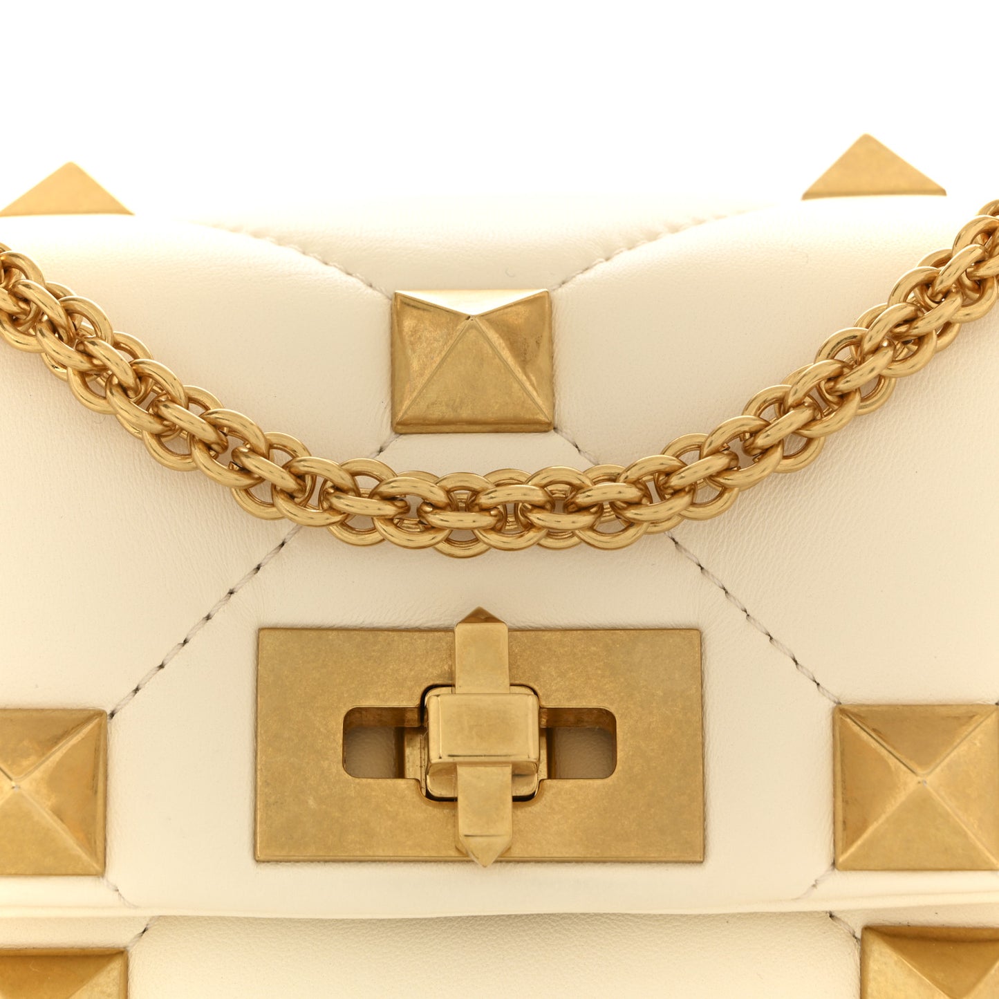 Nappa Medium Roman Stud Shoulder Bag Ivory