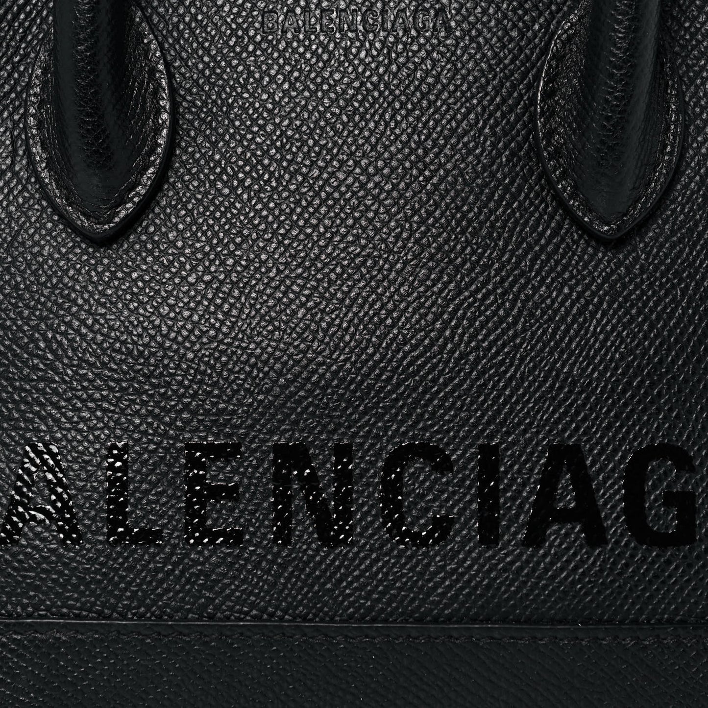 Signature Grained Calfskin Logo XXS Ville Top Handle Bag Black