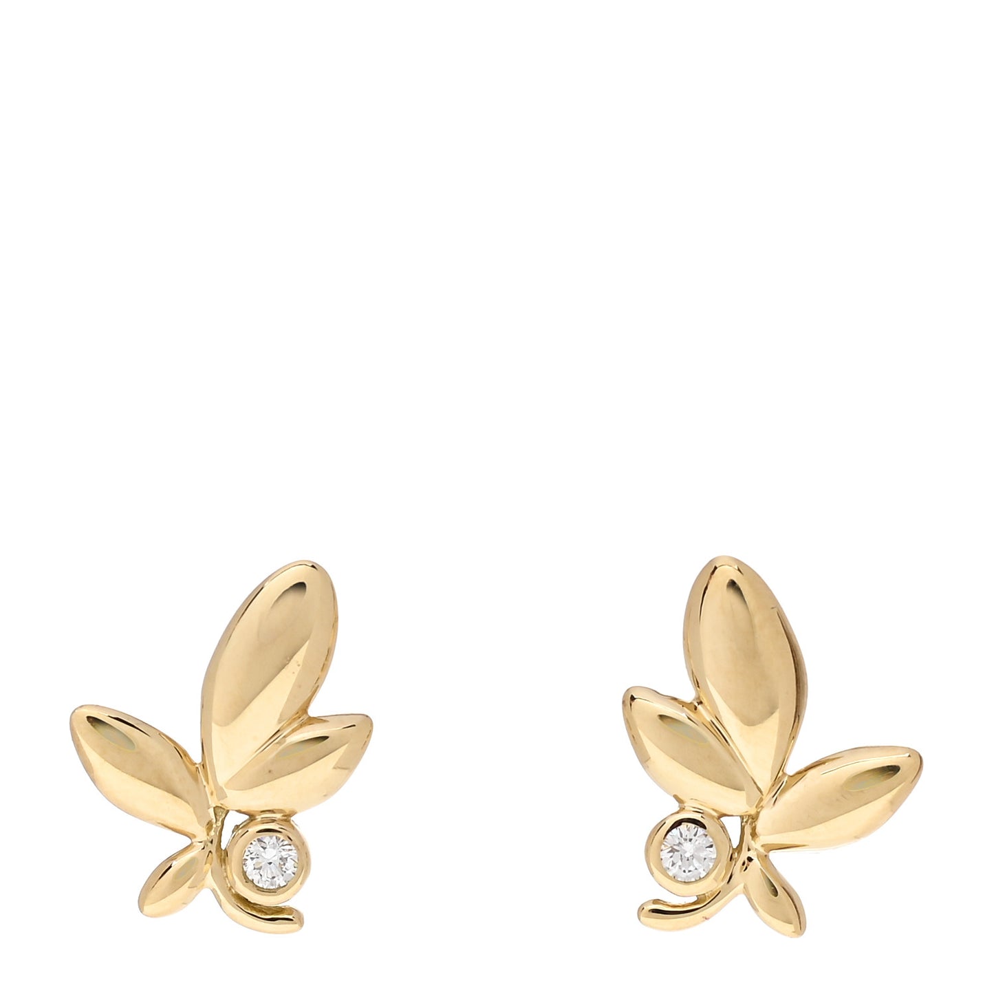 18K Yellow Gold Diamond Paloma Picasso Olive Leaf Earrings