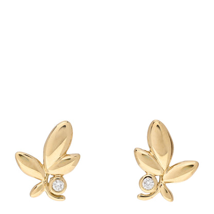 Tiffany 18K Yellow Gold Diamond Paloma Picasso Olive Leaf Earrings 1 of 5