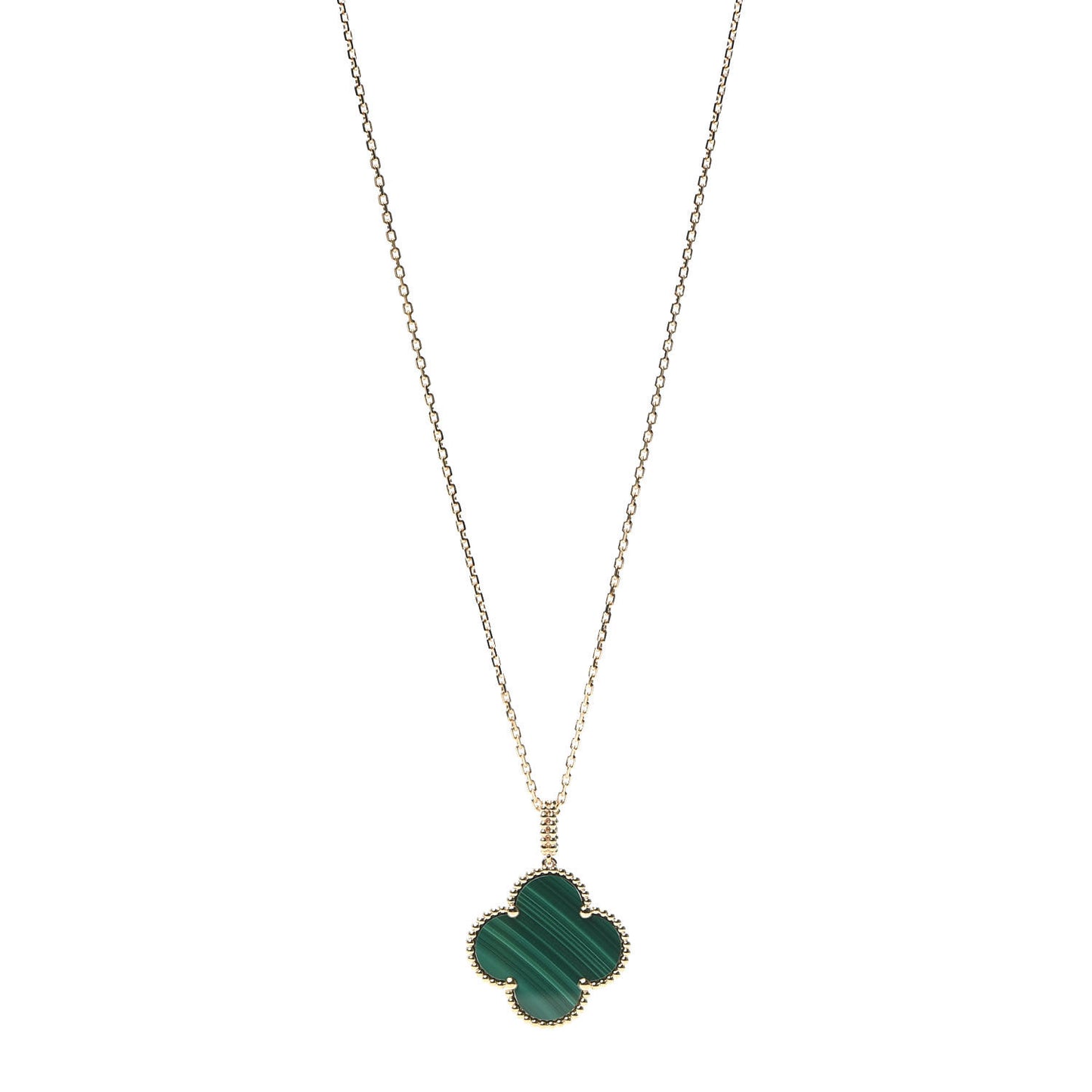 18K Yellow Gold Malachite Magic Alhambra Pendant Necklace