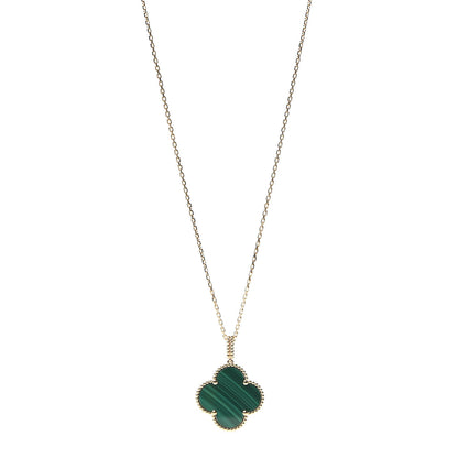 Van Cleef & Arpels 18K Yellow Gold Malachite Magic Alhambra Pendant Necklace 1 of 8