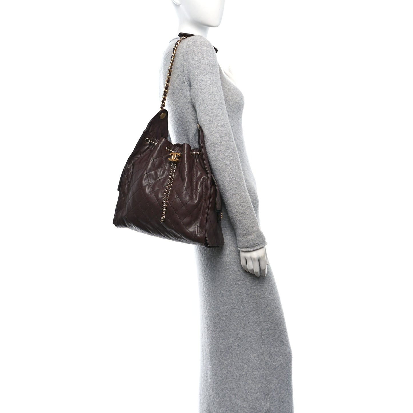 Caviar Quilted Medium Chanel 25 Handbag Dark Brown