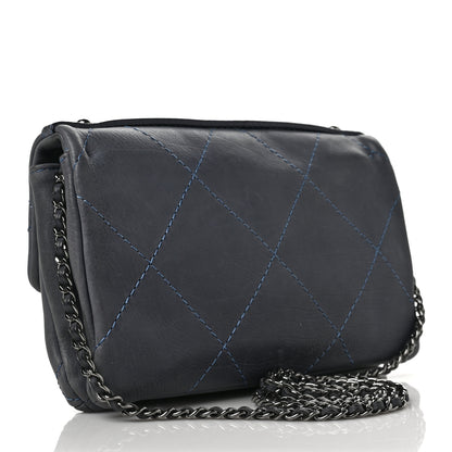 Chanel Washed Calfskin Diamond Stitch Hamptons Clutch With Chain Blue 3 of 8