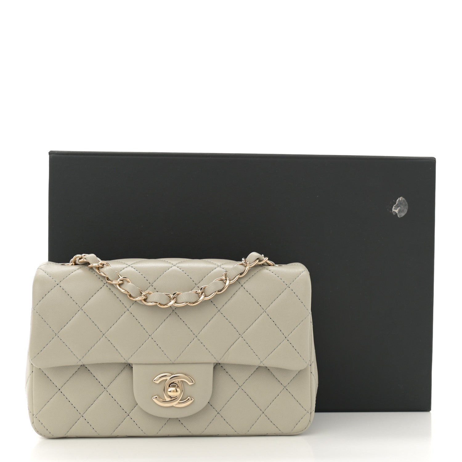 Chanel Lambskin Quilted Mini Rectangular Flap Grey 11 of 11