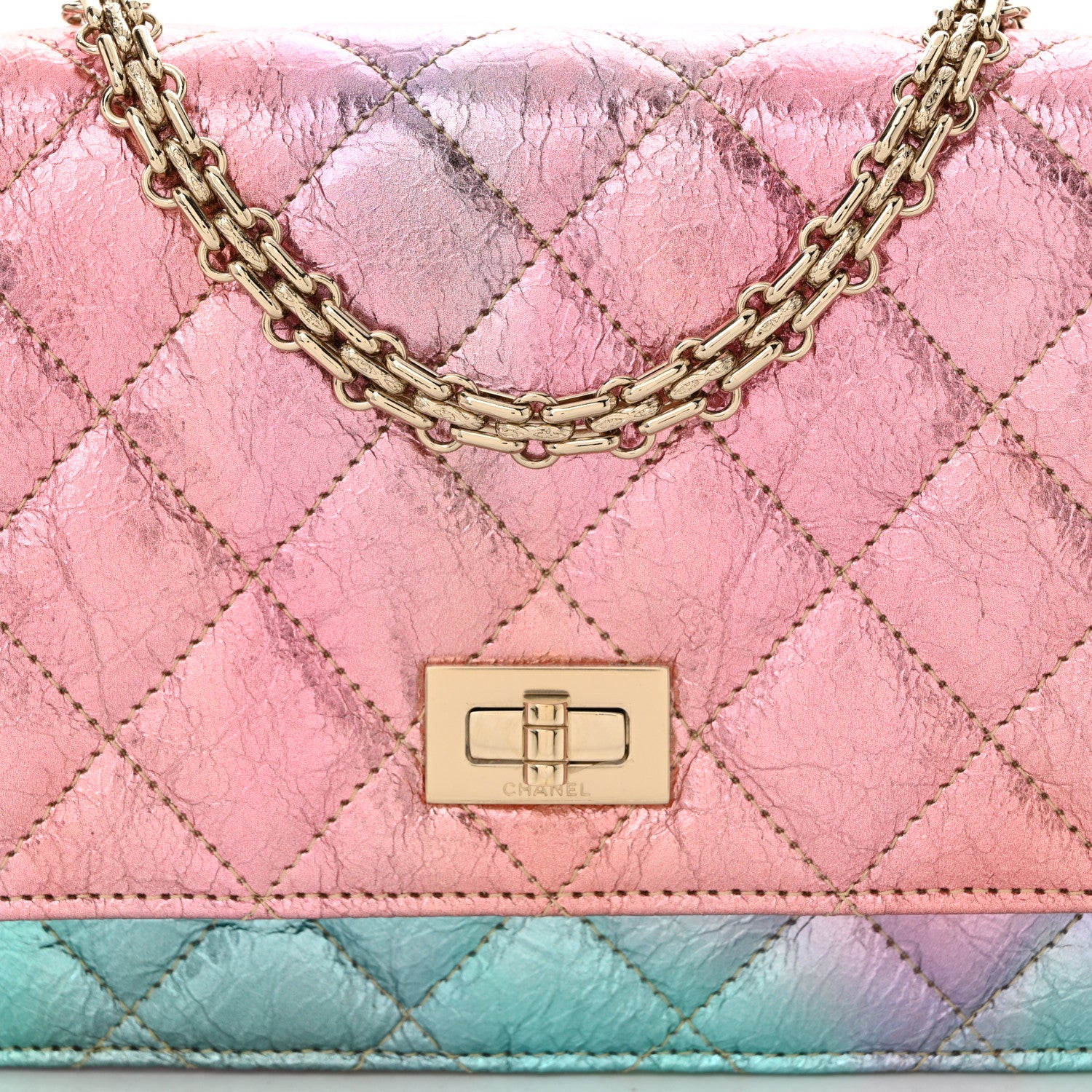 Chanel Metallic Goatskin Quilted 2.55 Reissue Wallet on Chain WOC Multicolor 9 of 10