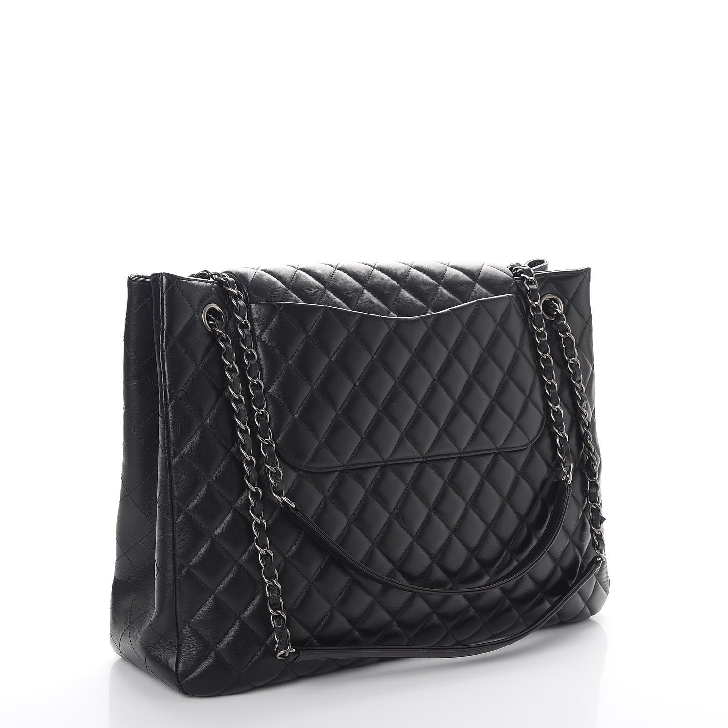 Chanel Calfskin Quilted Large Flap Shopping Tote Black 4 of 13