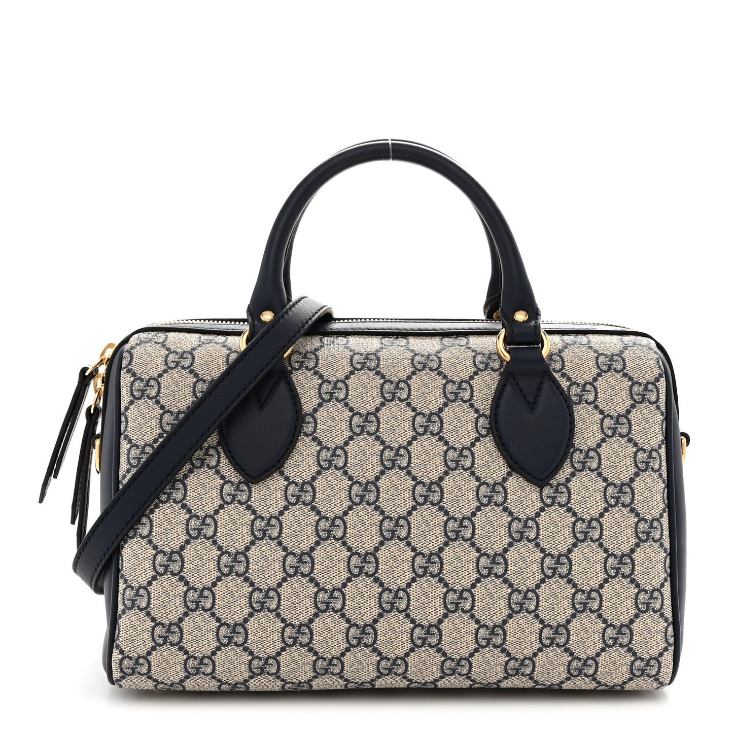 GG Supreme Monogram Small Boston Beige Ebony Blue