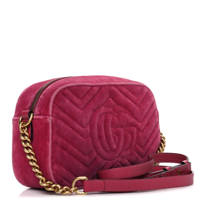 Gucci Velvet Matelasse Small GG Marmont Chain Shoulder Bag Light Raspberry Rose 3 of 10