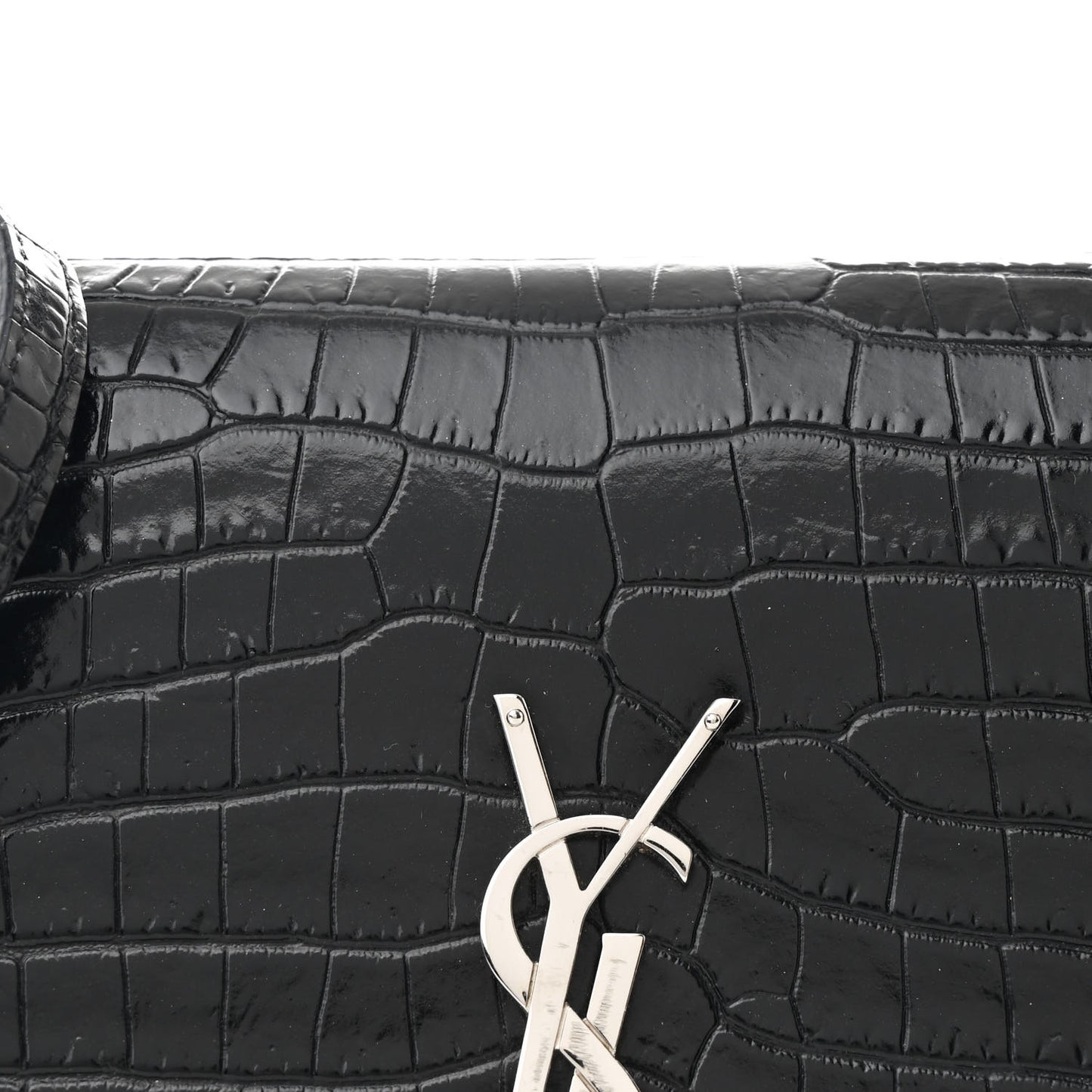 Calfskin Crocodile Embossed Monogram Uptown Crossbody Black