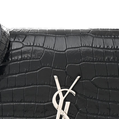 Saint Laurent Calfskin Crocodile Embossed Monogram Uptown Crossbody Black 10 of 15